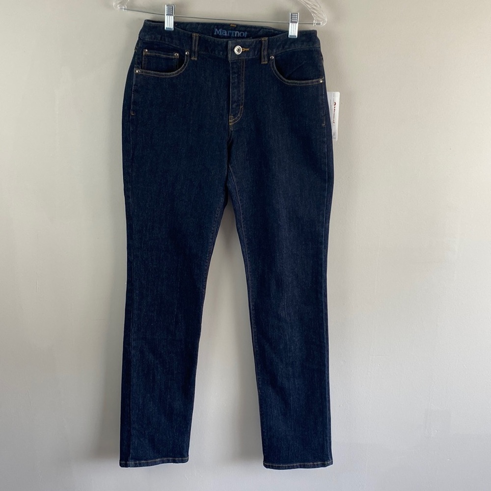 NWT New with Tags Marmot Mira Jeans Size 6 in Dark Indigo Slim Fitting Coolmax